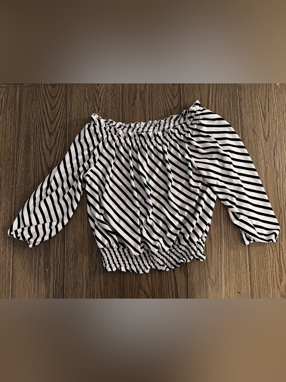 Cato Black & White Striped Off-Shoulder Crop Top
